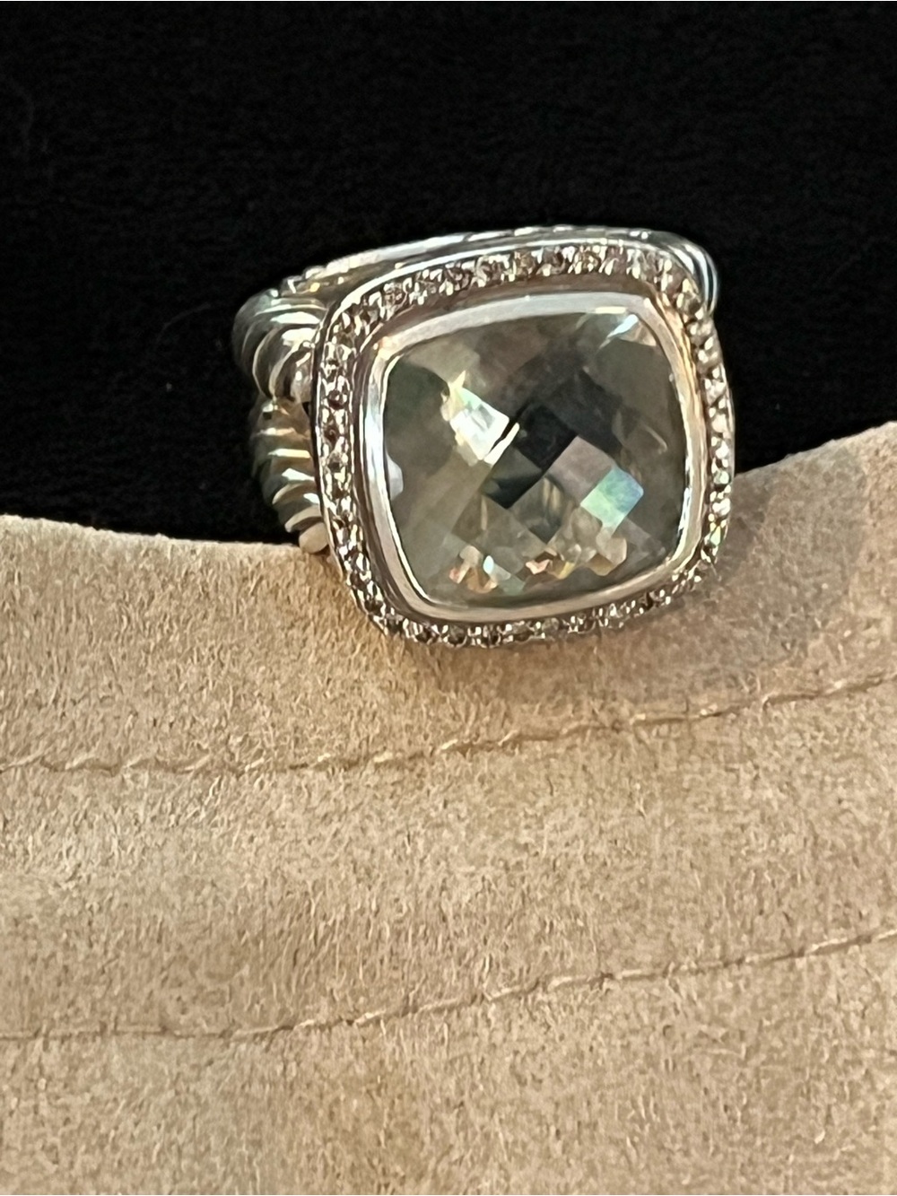 David Yurman Prasiolite & Pave Diamonds 17mm Albion Ring size 7 - Picture 8 of 10